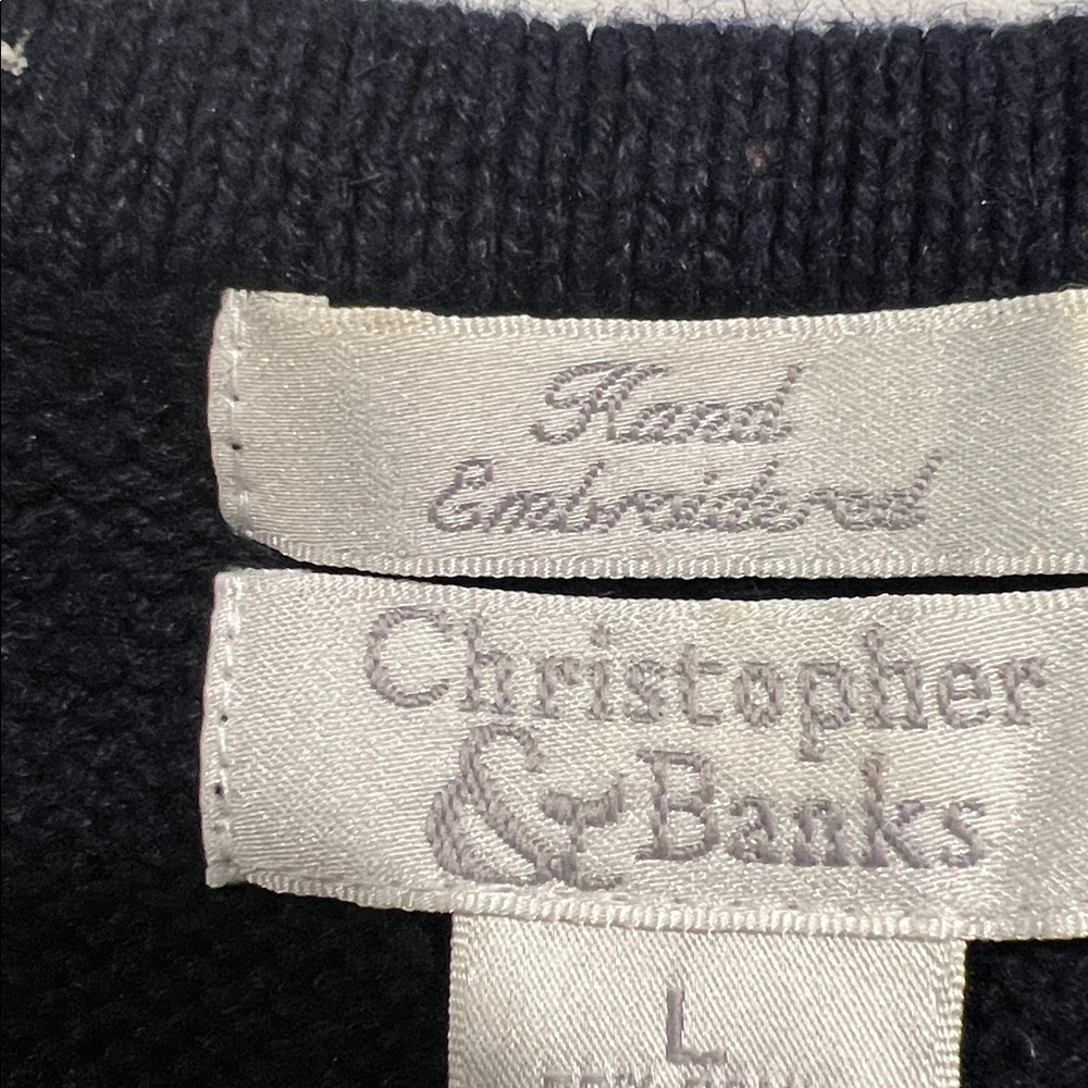 Christopher‎ & Banks - M, Navy Sweater with Animal Motif - Picture 7 of 7